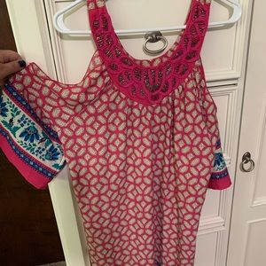 Alya stone embellished summer dress with open sleeve